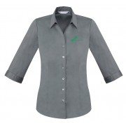 Monaco Ladies 3/4 Sleeve Stretch Shirt (Platinum) with green logo